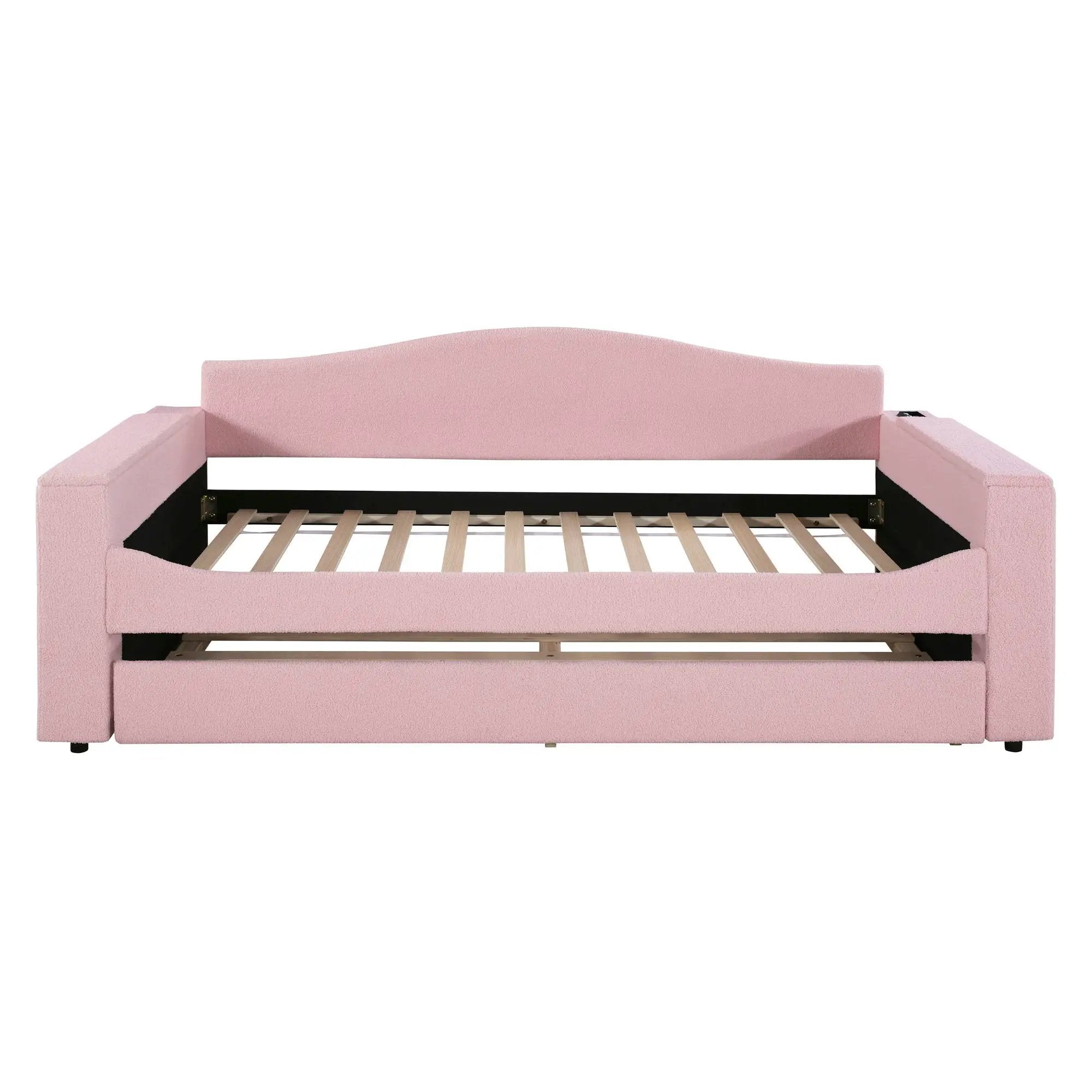Upholstered Daybed With Storage Armrests, Trundle And Latest Integrated tooth Audio System by HouseOfZazla