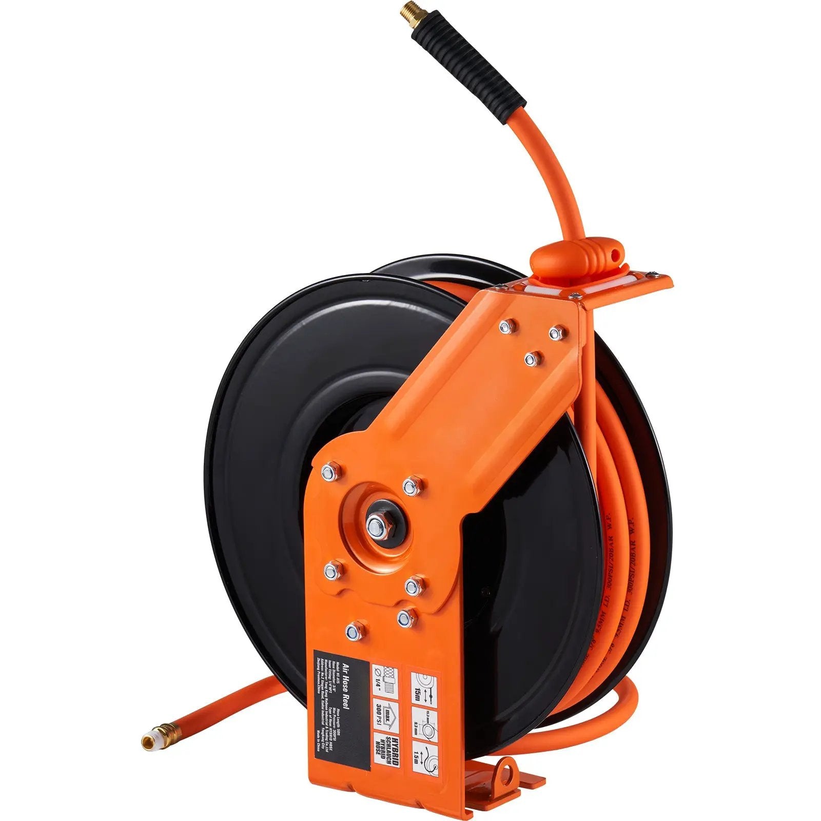Retractable Air Hose Reel with 3/8 IN x 50 FT Hybrid Hose, Max 300 PSI by HouseOfZazla