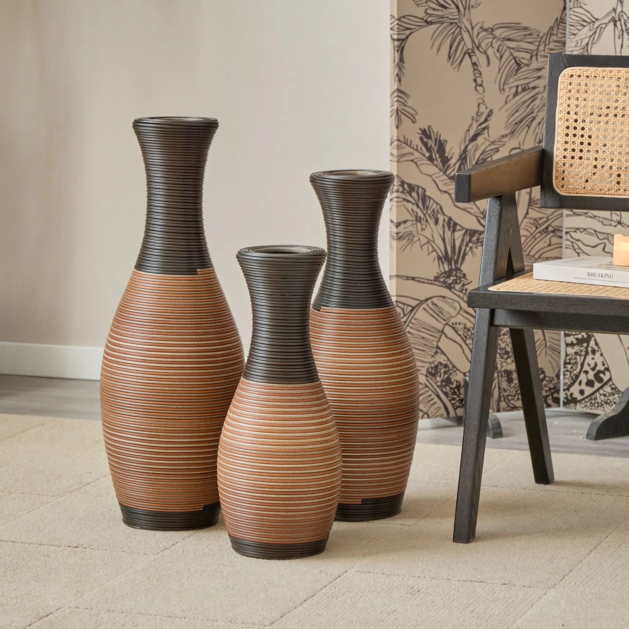 Designer Floor Vases, Large Vases For Home Decor Flooring (Set of 3) by Unique Piece Furniture