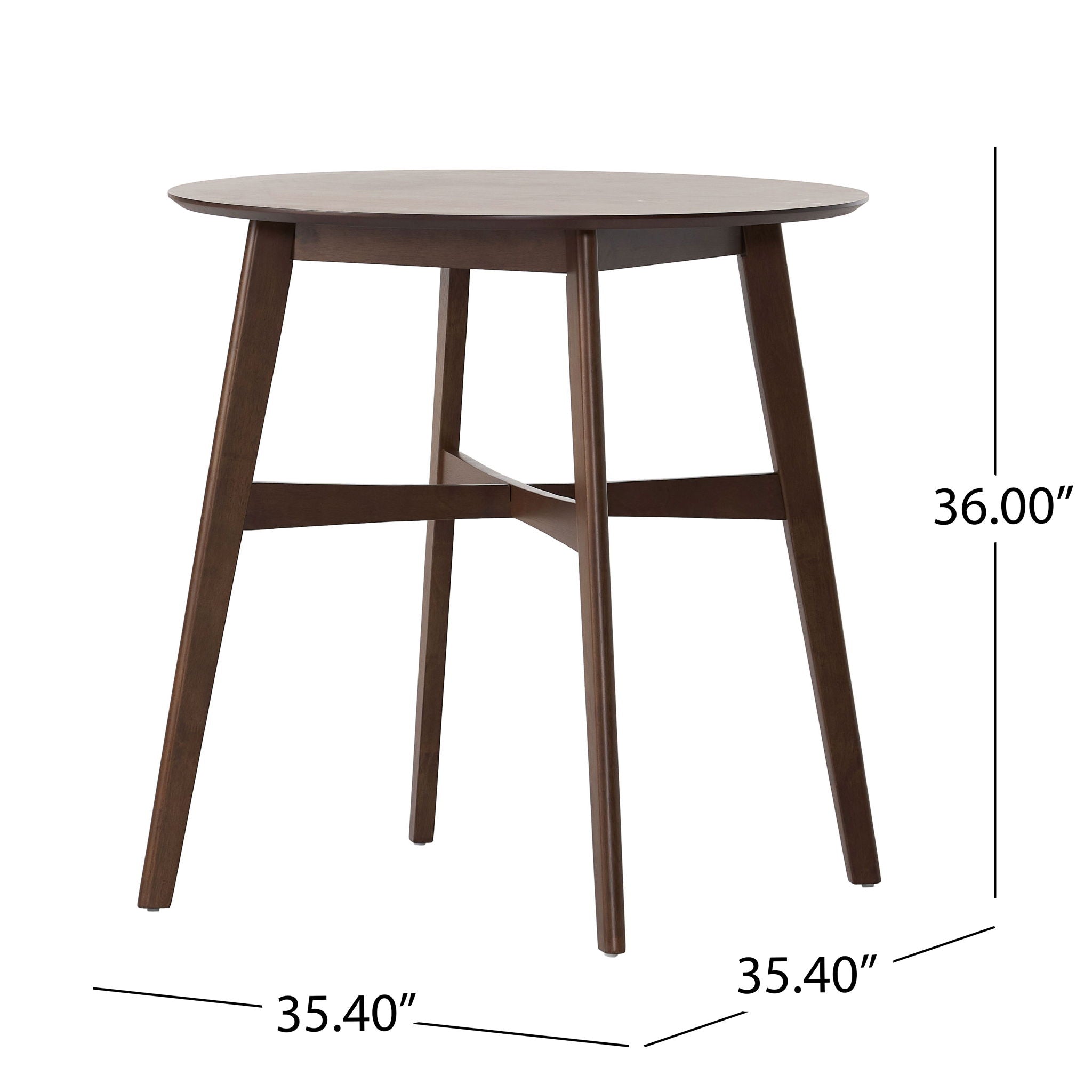Round Counter Height Dining Table With Thick Rubberwood Legs And Support Beams - Walnut by HouseOfZazla