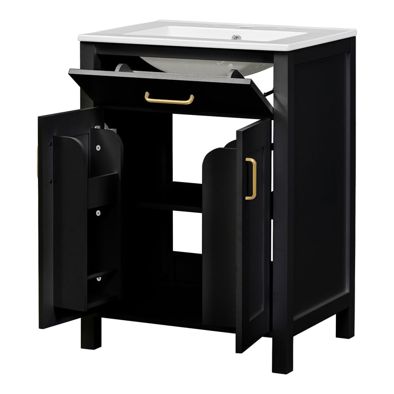 Bathroom Vanity Combo With Ceramic Sink, Luxurious Space-Saving Vanity, 2 Soft Close Doors by HouseOfZazla