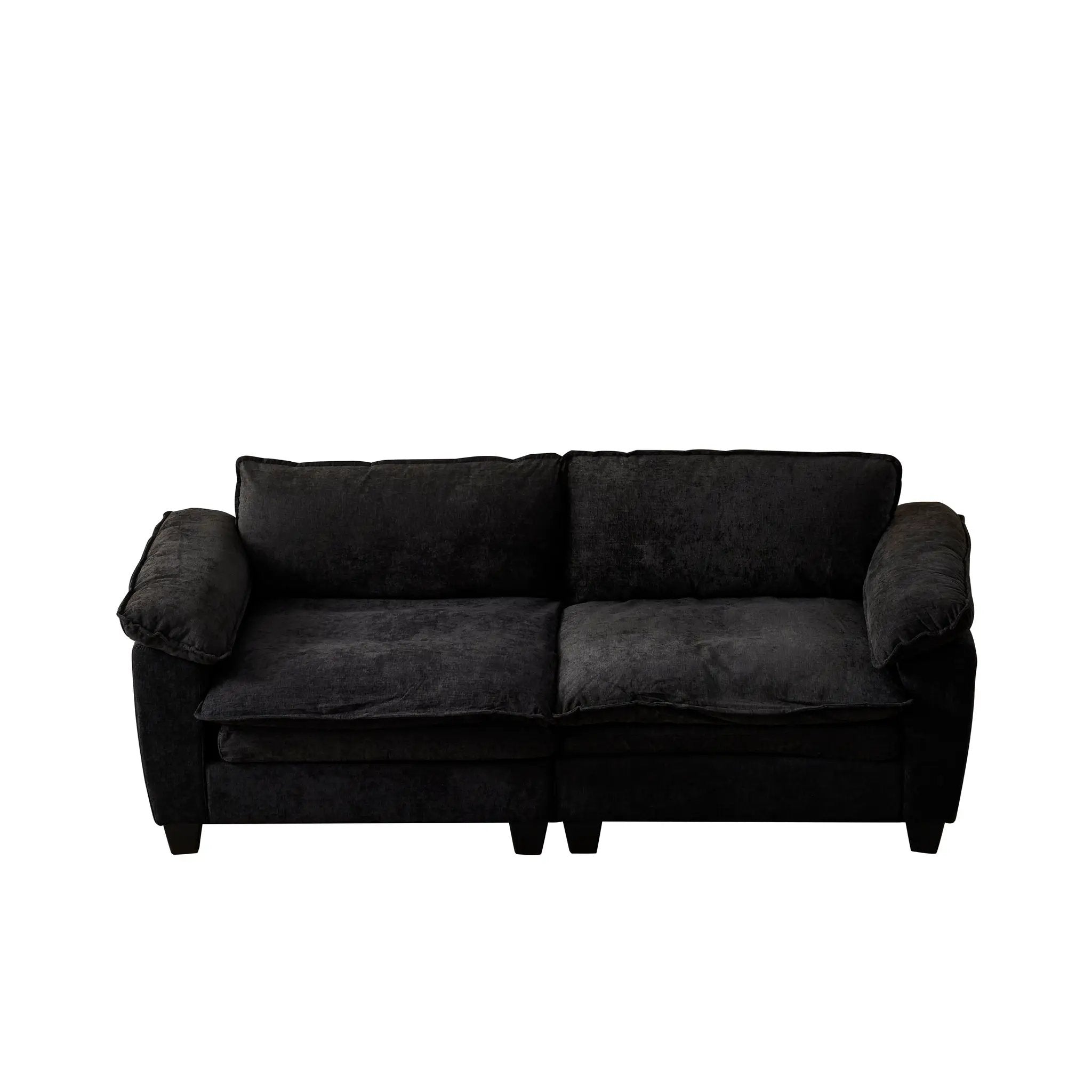 Living Room Furniture Big Loveseat Luxury Couch with Soft Chenille Upholstered Sofa Black by HouseOfZazla