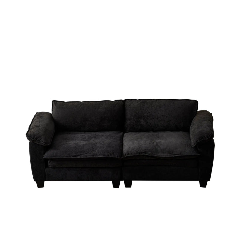 Living Room Furniture Big Loveseat Luxury Couch with Soft Chenille Upholstered Sofa Black by HouseOfZazla