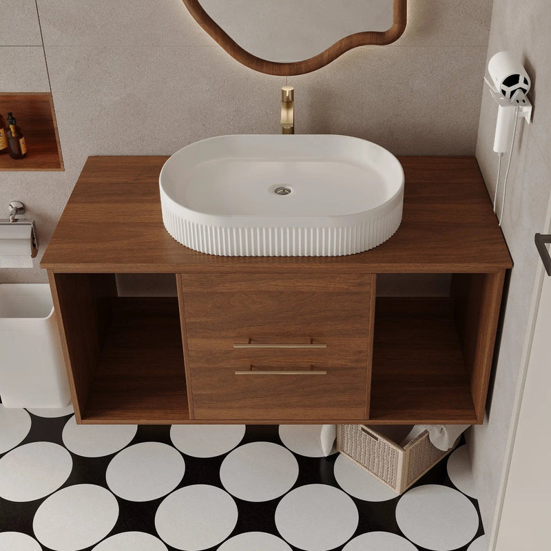 Wall-Mounted Bathroom Vanity with Ceramic Sink by HouseOfZazla