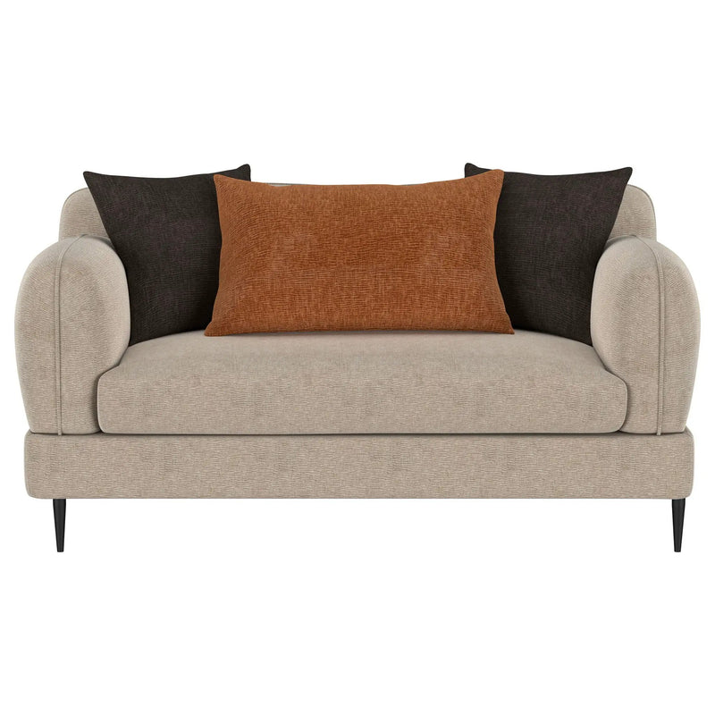 Repley - Upholstered Sculpted Track Arm Loveseat - Beige by HouseOfZazla