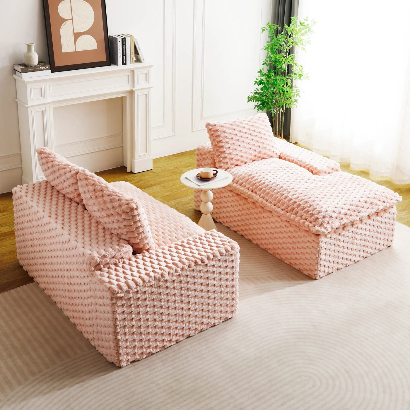 Modular Sofa, Convertible Twin Seat With Chaise Lounge by Unique Piece Furniture
