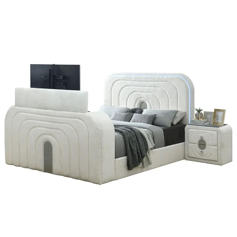 Shelyn - Bed With LED, TV Cabinet, Fireplace & Bluetooth by Unique Piece Furniture