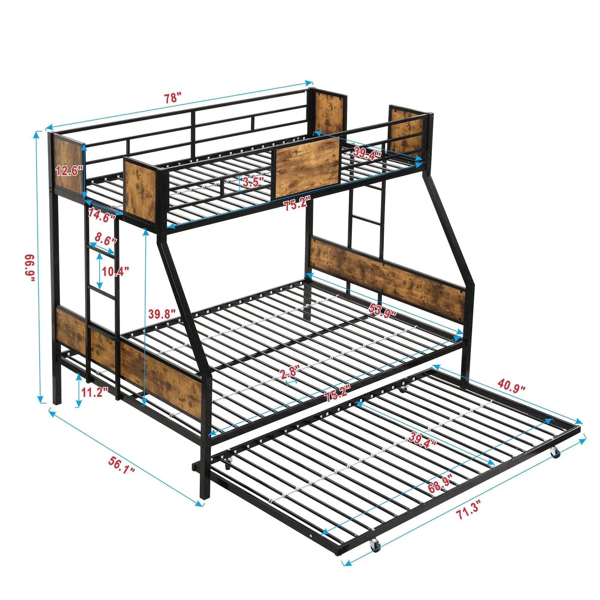 Modern Metal Bunk Bed With Dual Side Ladder And Metal Desig by HouseOfZazla