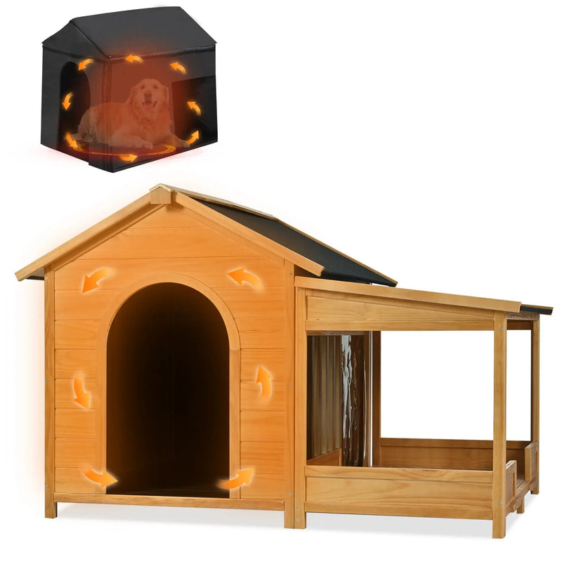 60.2 Inch Large Outdoor Dog House with Insulated Liner by HouseOfZazla