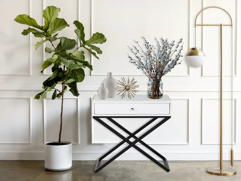 Koda - End Side Table Nightstand, Drawer And Cross Base by Unique Piece Furniture