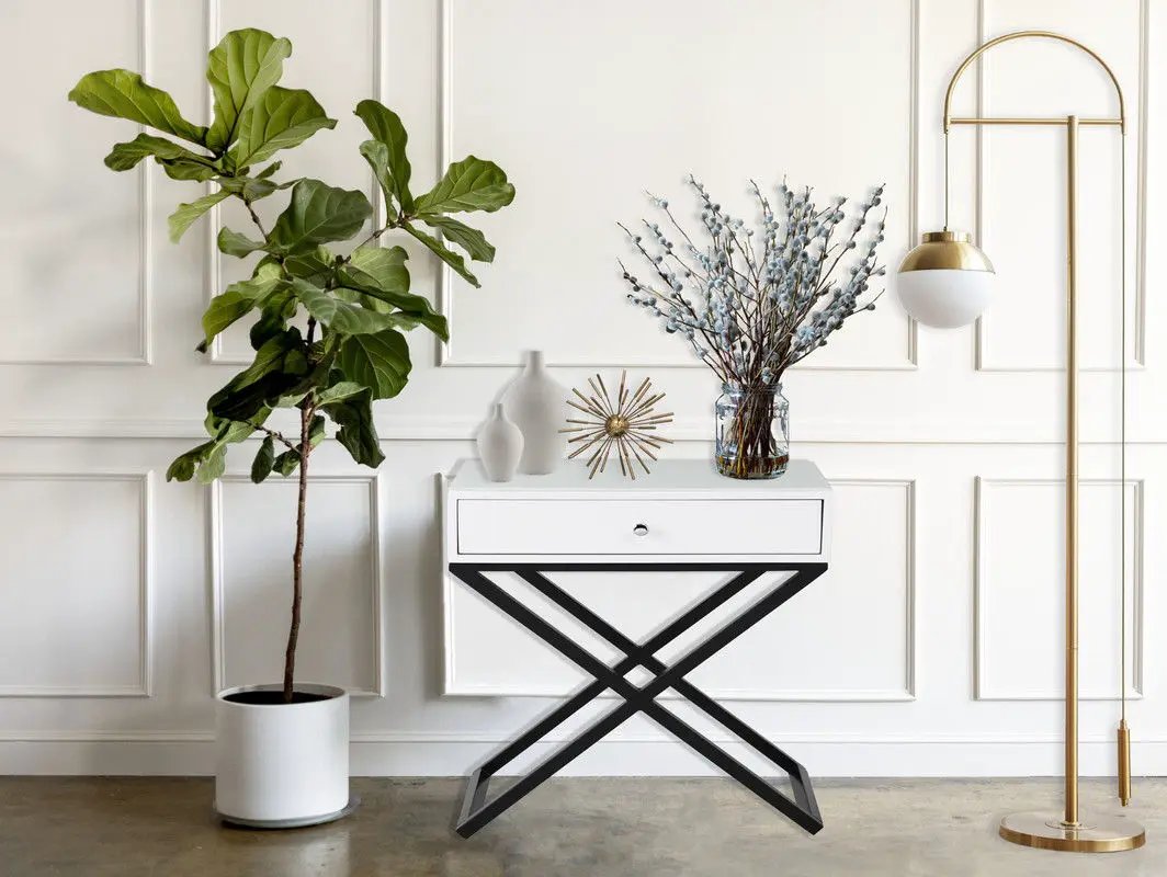 Koda - End Side Table Nightstand, Drawer And Cross Base by Unique Piece Furniture