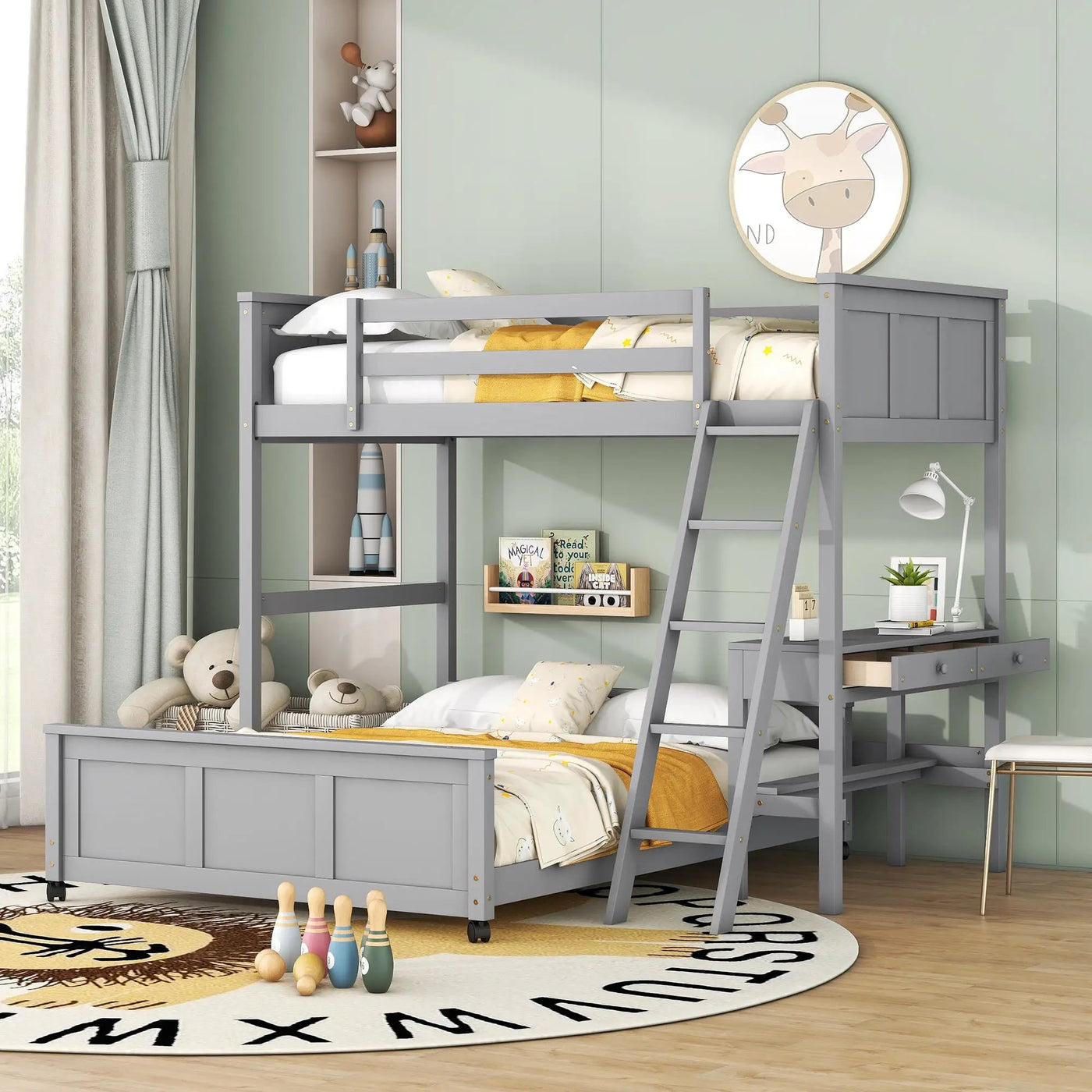 Full Over Full Bunk Bed With Desk by Unique Piece Furniture