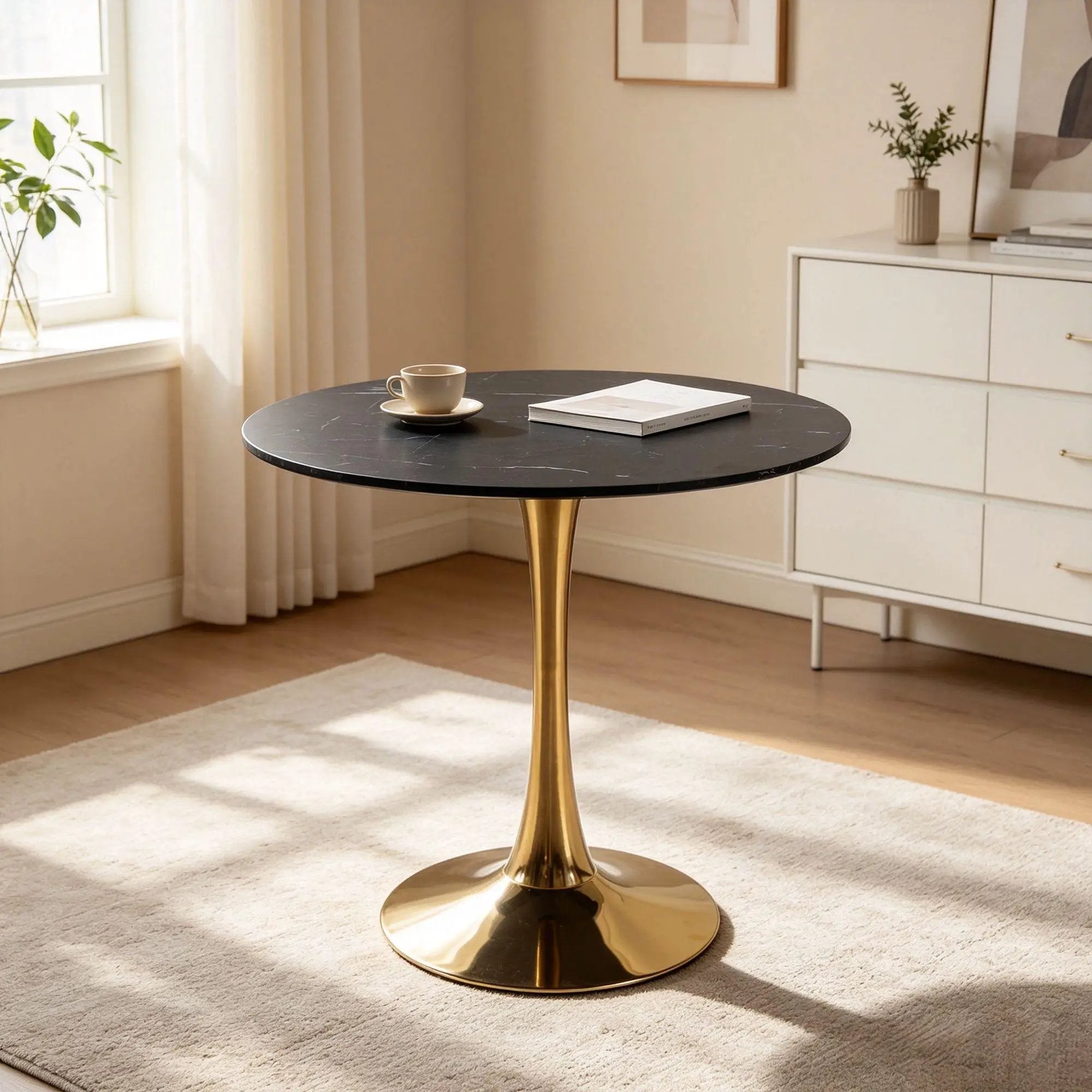 Mid-Century Black Marble Tulip Table by HouseOfZazla