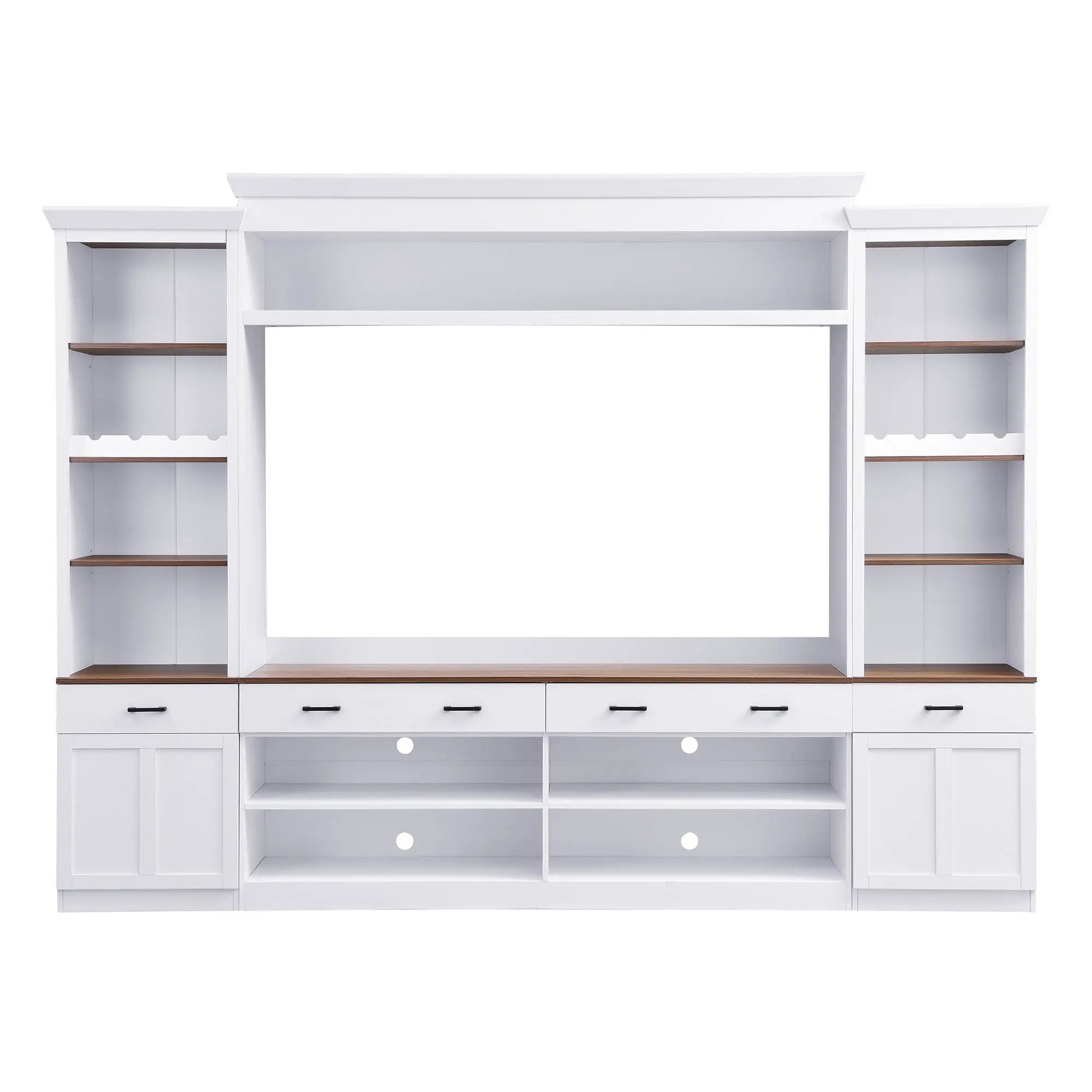 Farmhouse 4-Piece Entertainment Center with Bookshelf for TVs Up to 70" by HouseOfZazla