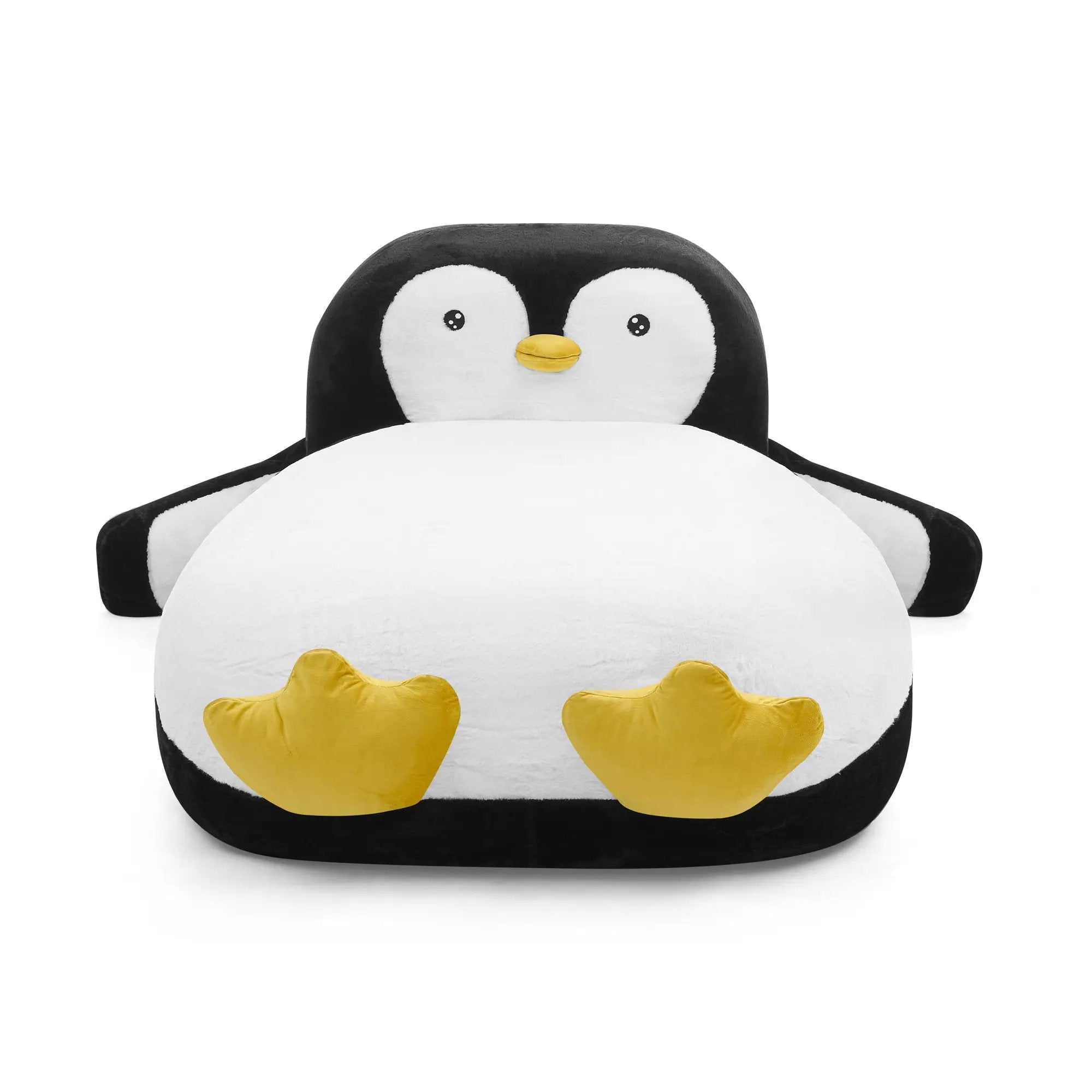 Twin Size Penguin Shaped Bed, Lounger Chair For Kids Bedroom - White / Black by Unique Piece Furniture