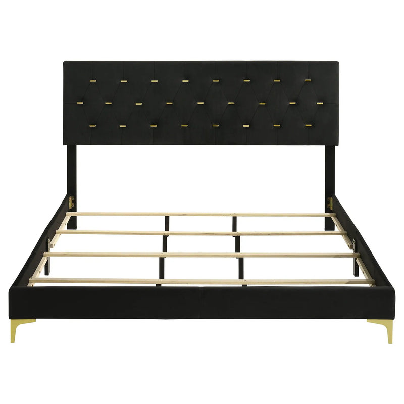 Kendall Upholstered Eastern King Panel Bed Black by Unique Piece Furniture