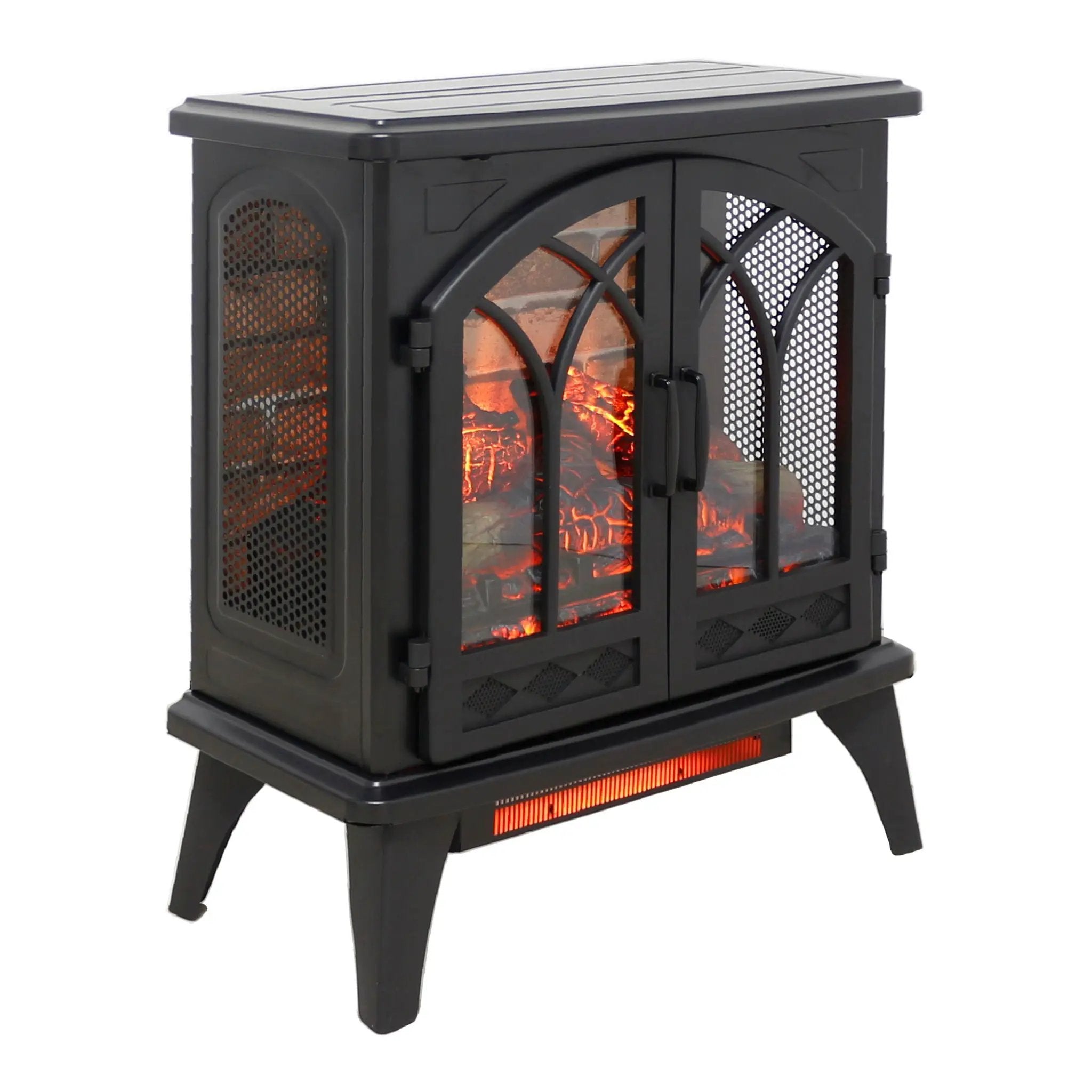 3D Flame Electric Infrared Quartz Fireplace Stove With Remote Control - Antique Black by HouseOfZazla
