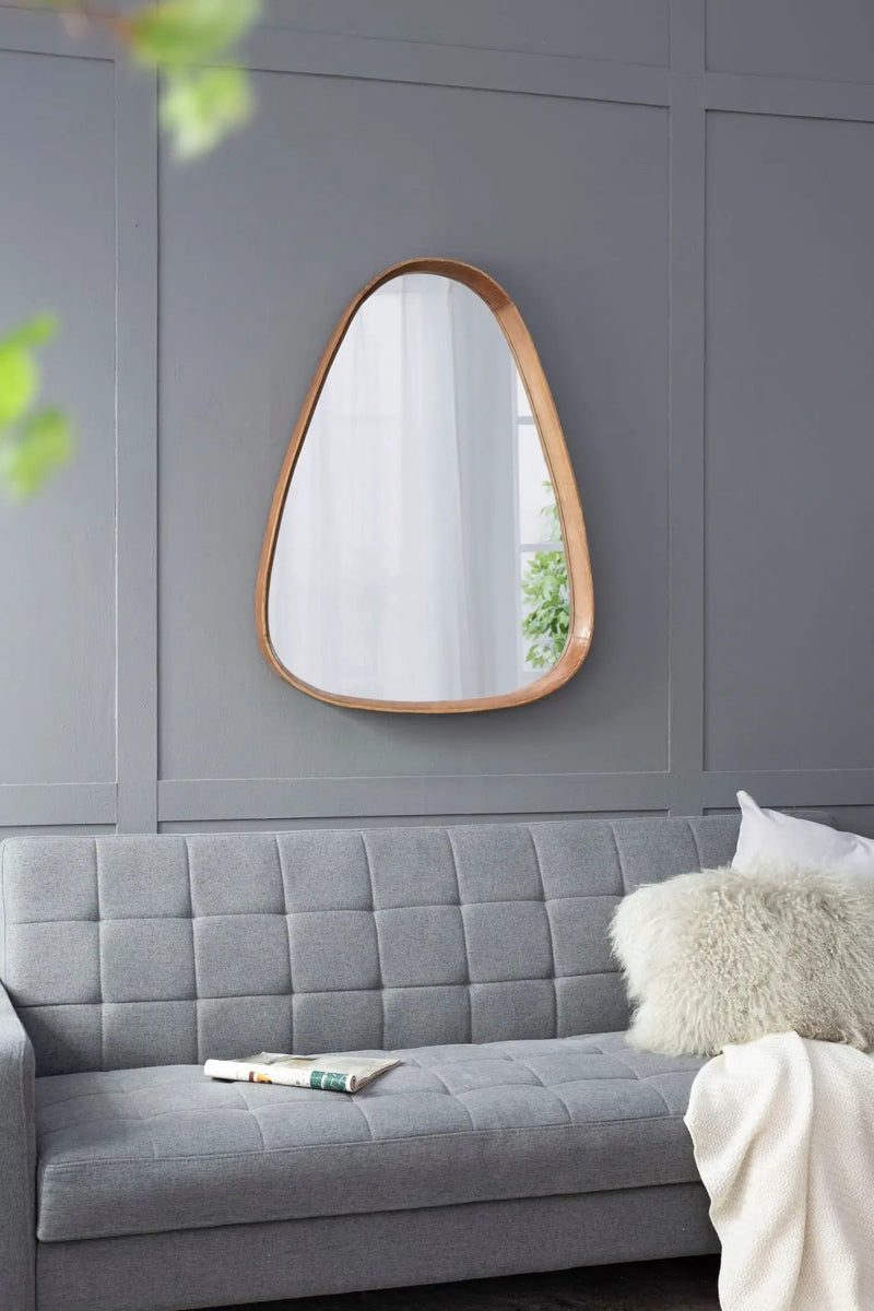 Irrgeular Mirror With Frame, Wall Mirror For Living Room Bathroom Entryway - Brown by Unique Piece Furniture