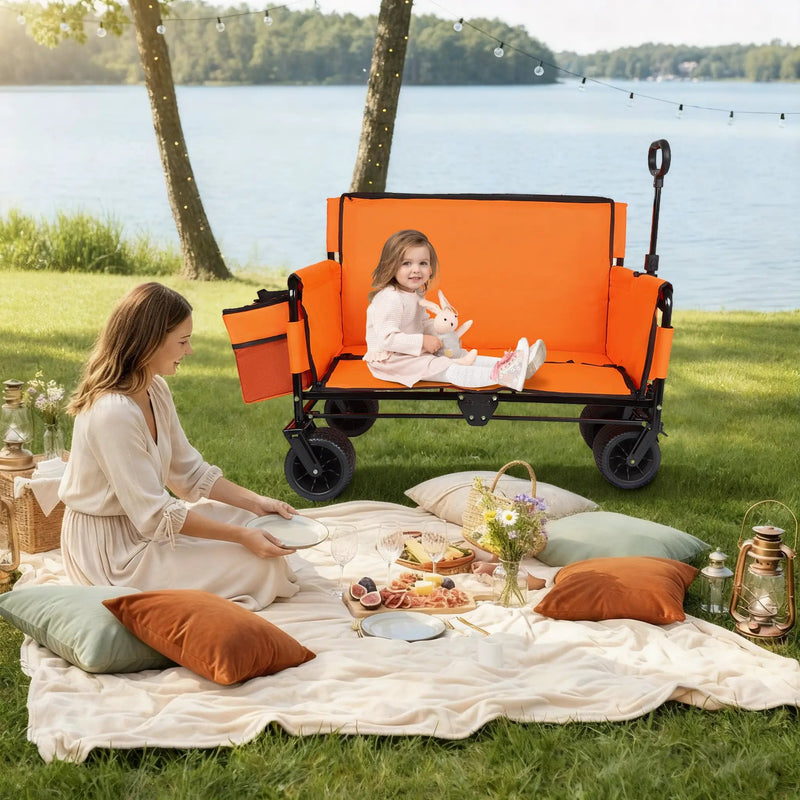 3-in-1 Folding Wagon Cart with Bench Seat by HouseOfZazla