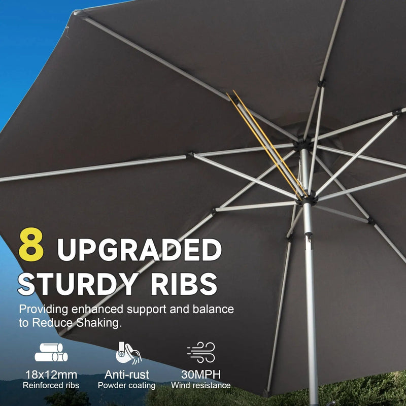 9FT Patio Umbrella, Outdoor Table Umbrella with Push Button Tilt and Crank, UV Protection Waterproof Market Sun Umbrella by HouseOfZazla
