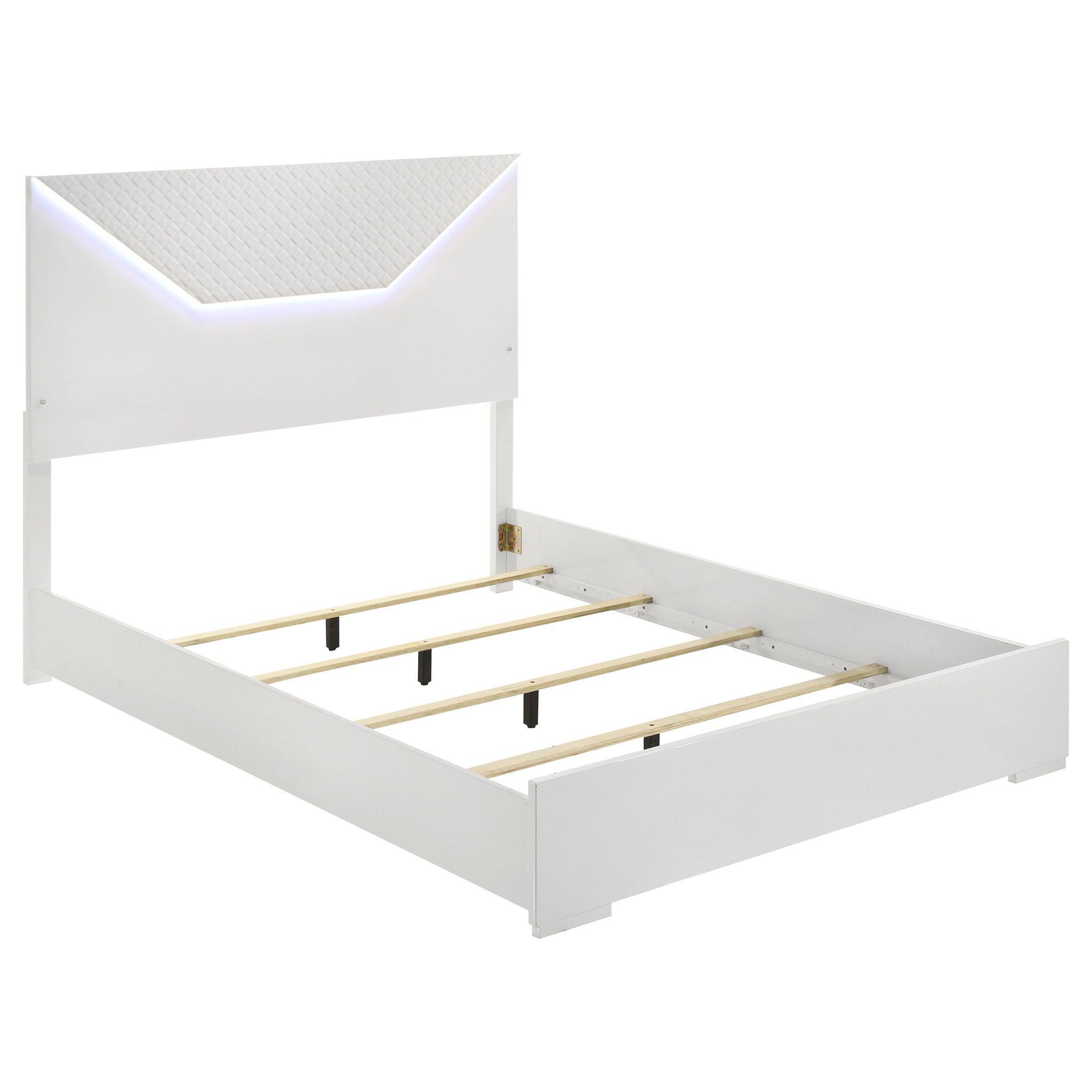 Ives Queen Panel Bed LED Headboard White High Gloss by Unique Piece Furniture