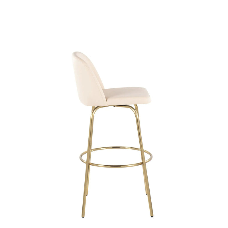 Toriano - Contemporary Fixed Height Barstool With Swivel And Round Footrest (Set of 2) by HouseOfZazla