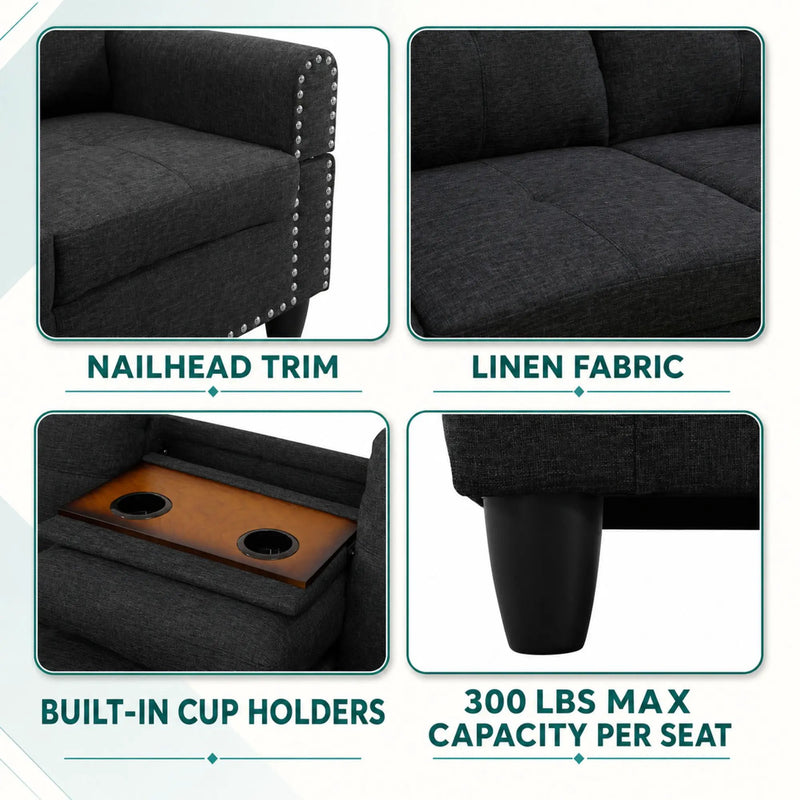 L-Shaped Sectional Sofa - 69.5" x 97.5" by HouseOfZazla