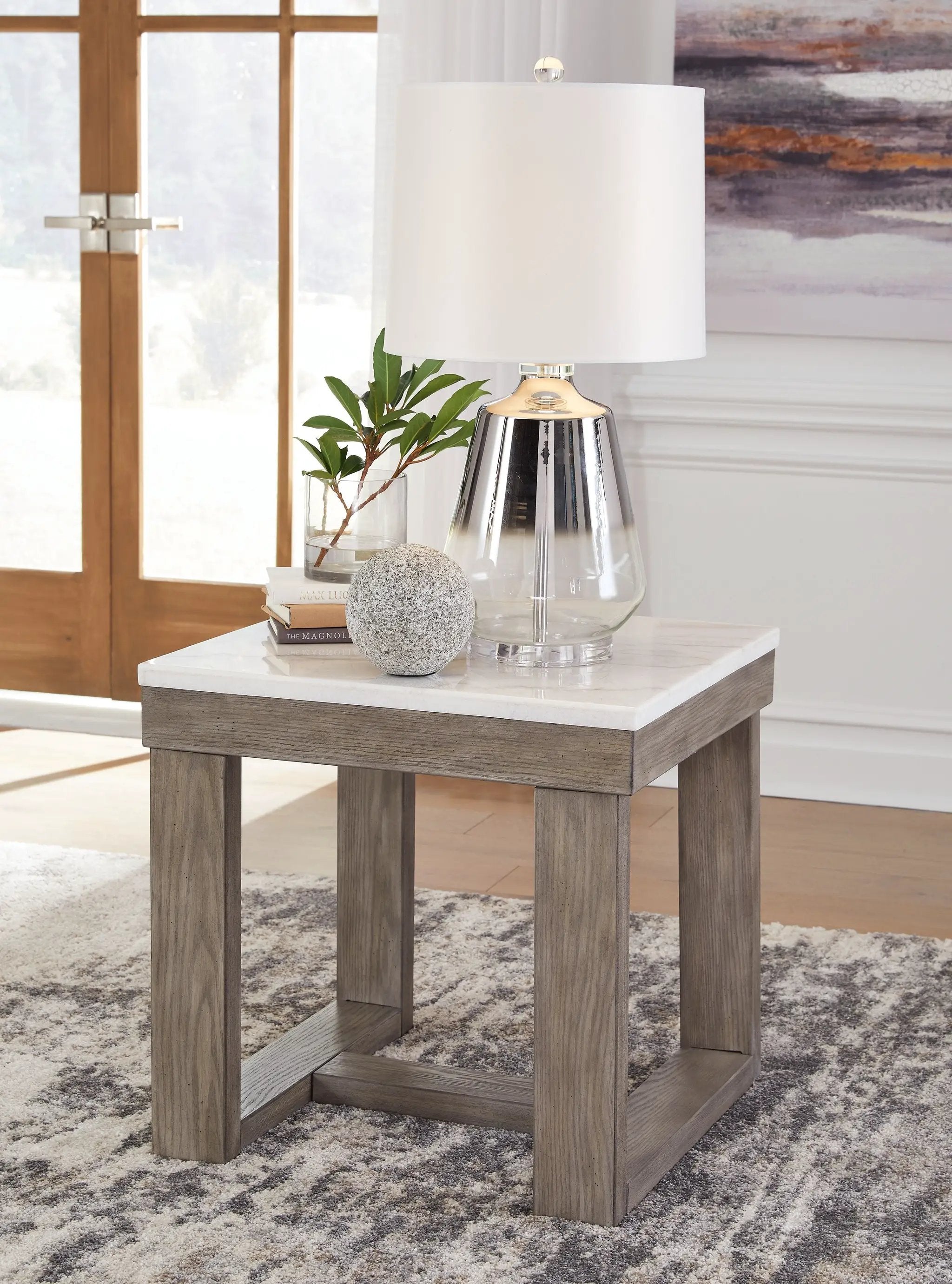 Loyaska - Square End Table - Brown / Ivory by Unique Piece Furniture
