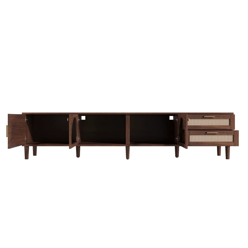 TV Stand For TVs Up To 90", Media Console With App Controlled LED Lights, 2 Drawers & Door Storage - Dark Brown by HouseOfZazla
