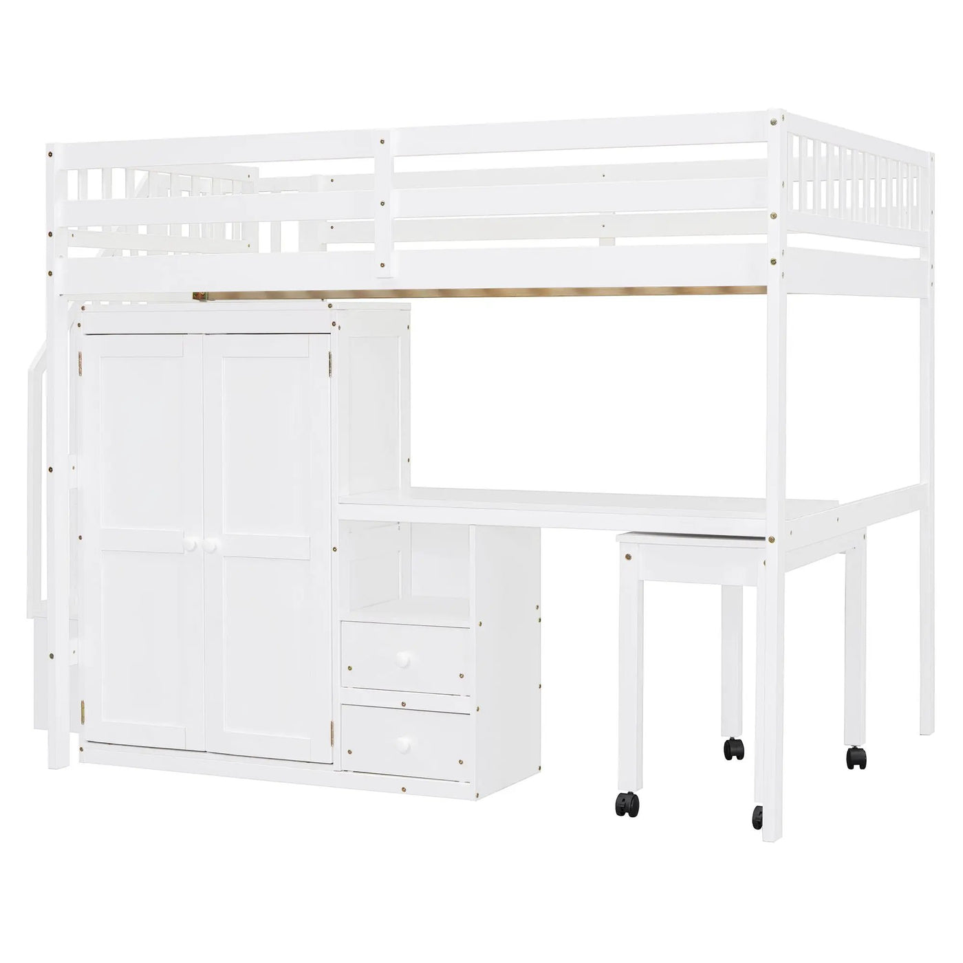 Loft Bed With Stairs, Bookshelf, Drawers, Desk & Wardrobe, Space Saving Multifunctional Furniture by Unique Piece Furniture