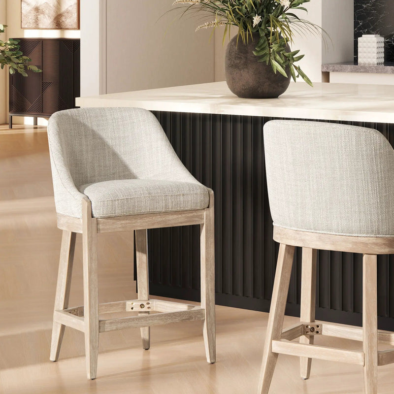 Newport - Coastal Curved Back Upholstered Counter Stool - Two Tone Neutral Gray by Unique Piece Furniture