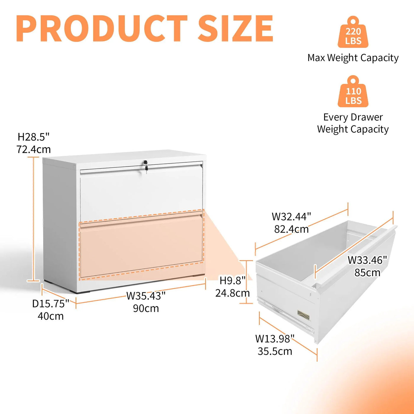 Premium Drawer Metal Lateral File Cabinet With Lock by HouseOfZazla