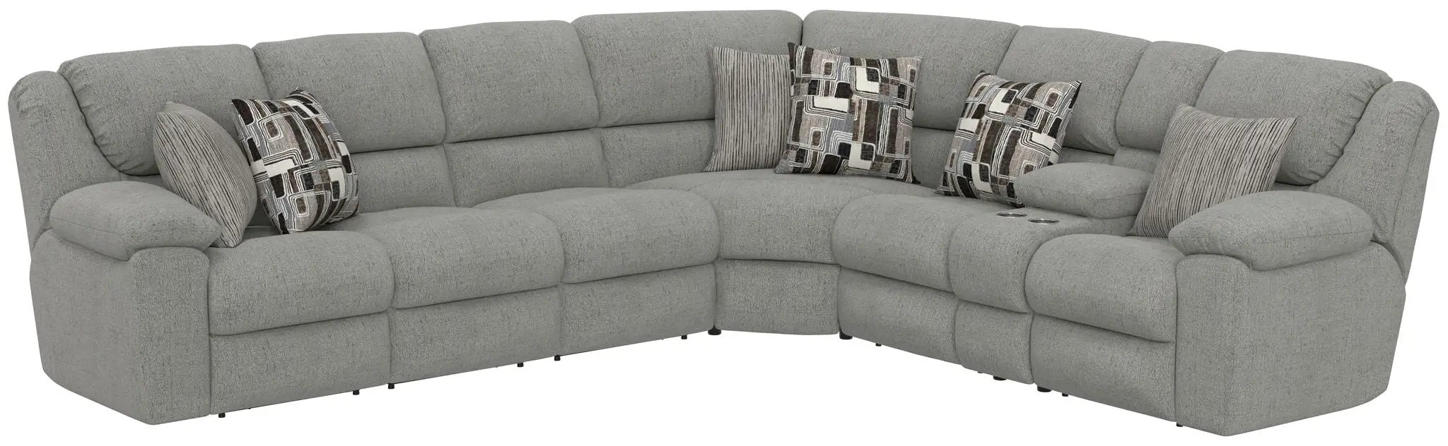 Quinn - 3 Piece Reclining Sectional With 4 Reclining Seats, Storage Arms, Storage Console With Lights, And Drop Down Table - Nature by Unique Piece Furniture