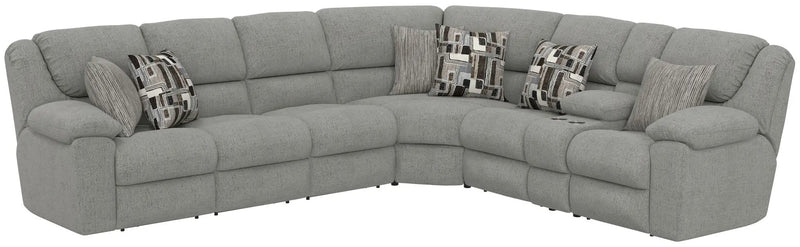 Quinn - 3 Piece Reclining Sectional With 4 Reclining Seats, Storage Arms, Storage Console With Lights, And Drop Down Table - Nature by Unique Piece Furniture