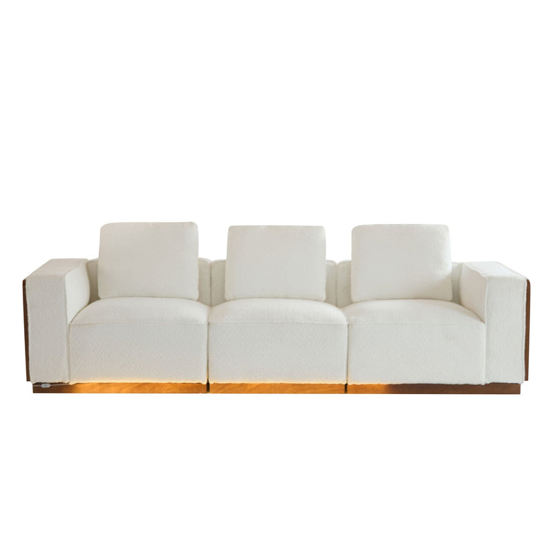 Chita Sectional Sofa 3 Seater With Light Strip - Beige by HouseOfZazla