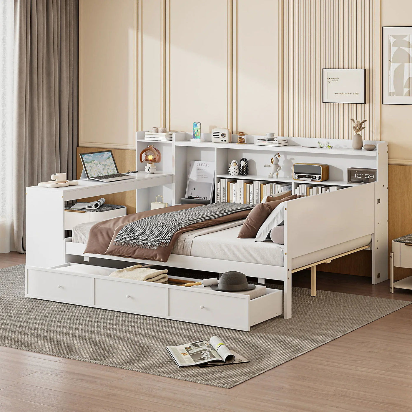 Daybed With 3 Drawers USB Ports And Desk by Unique Piece Furniture