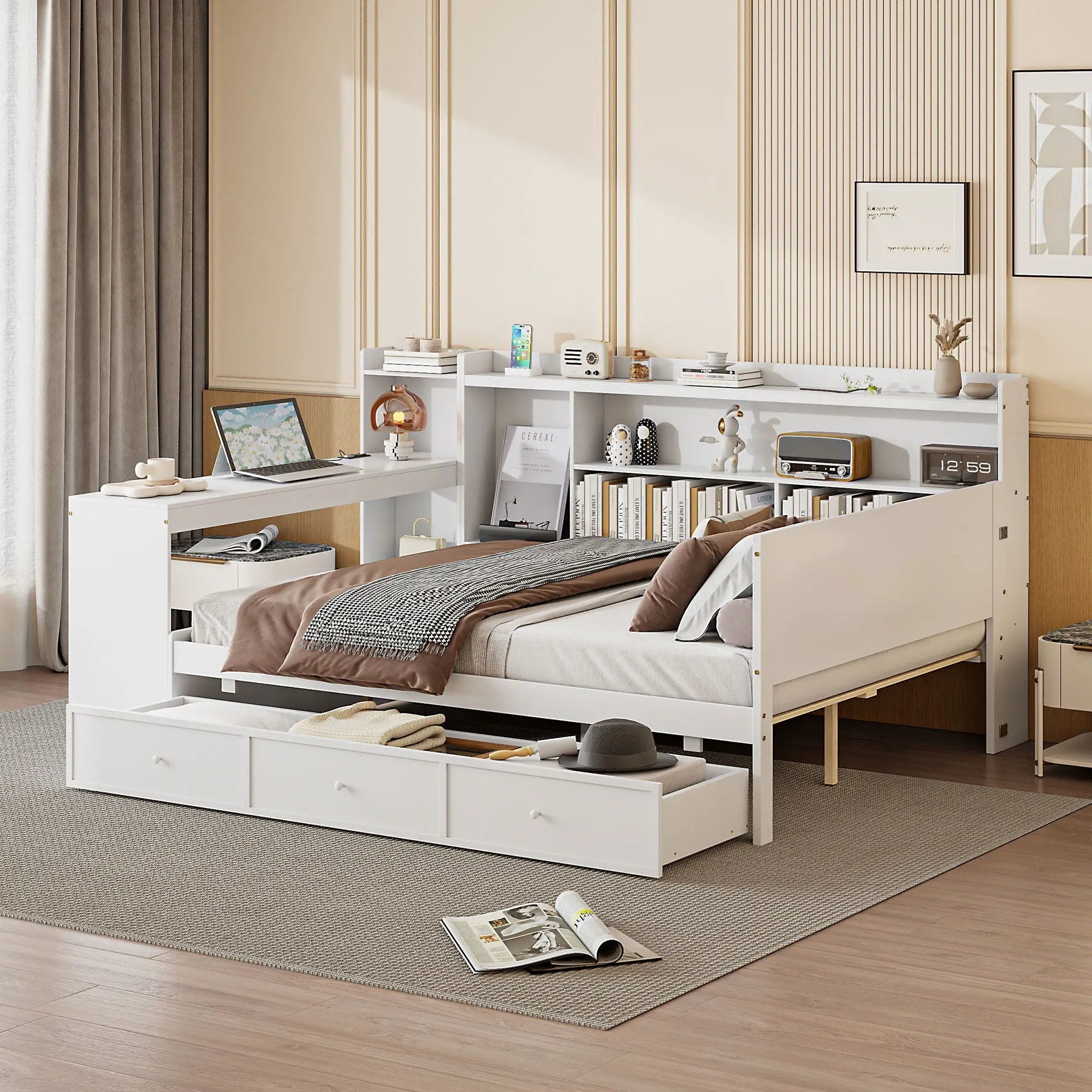 Daybed With 3 Drawers USB Ports And Desk by HouseOfZazla