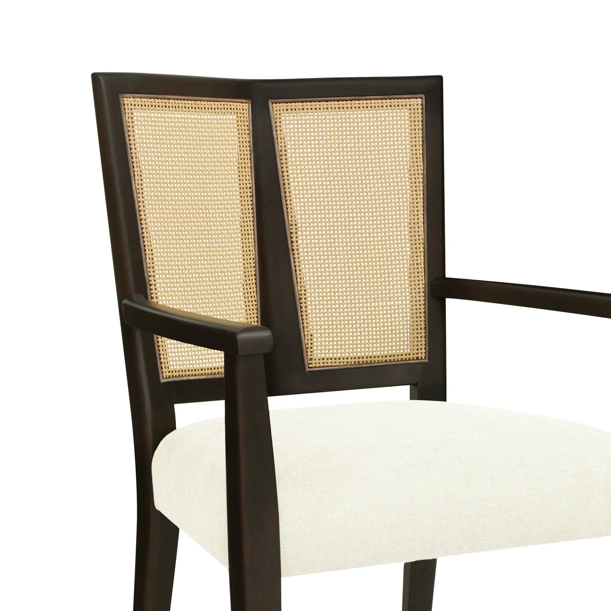 Mid Century Modern Arm Dining Chair Set With Rattan Backrest by HouseOfZazla