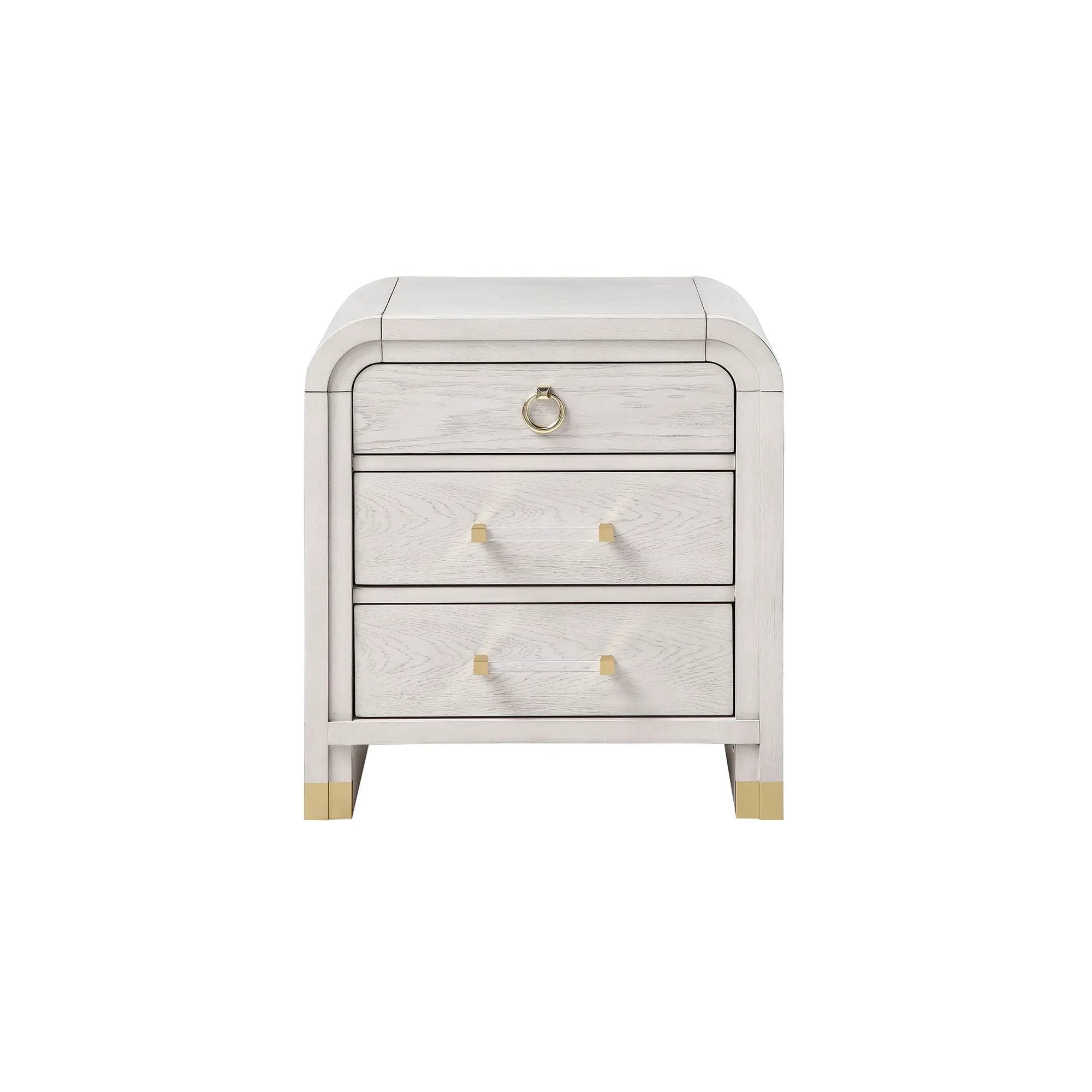 Malco - Nightstand With Spacious Drawer And Gold Metal Fluted Detailing - Black White by Unique Piece Furniture