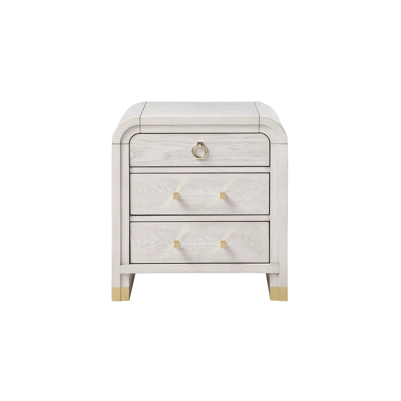 Malco - Nightstand With Spacious Drawer And Gold Metal Fluted Detailing - Black White by HouseOfZazla