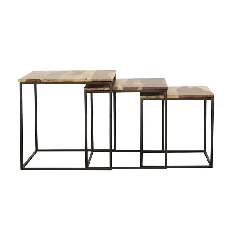 Belcourt 3-piece Square Nesting Tables Natural and Black by Unique Piece Furniture