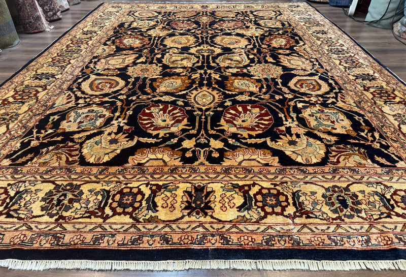 Pak Persian Bidjar Rug 10x13, Midnight Blue and Tan Pakistani Carpet by Jewel Rugs