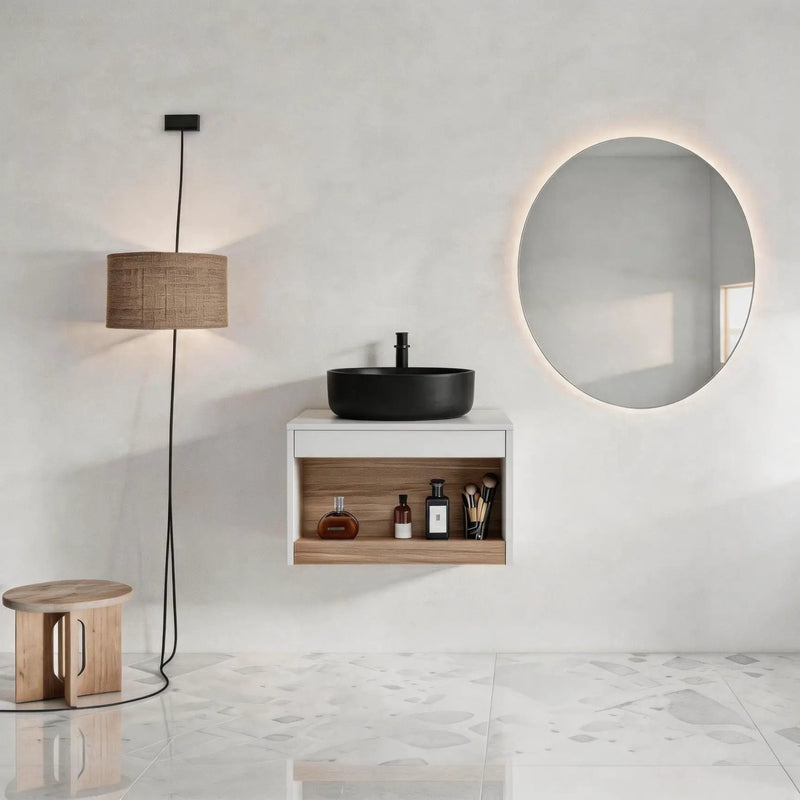 Floating Bathroom Vanity With Glossy Round Vessel Sink by Unique Piece Furniture