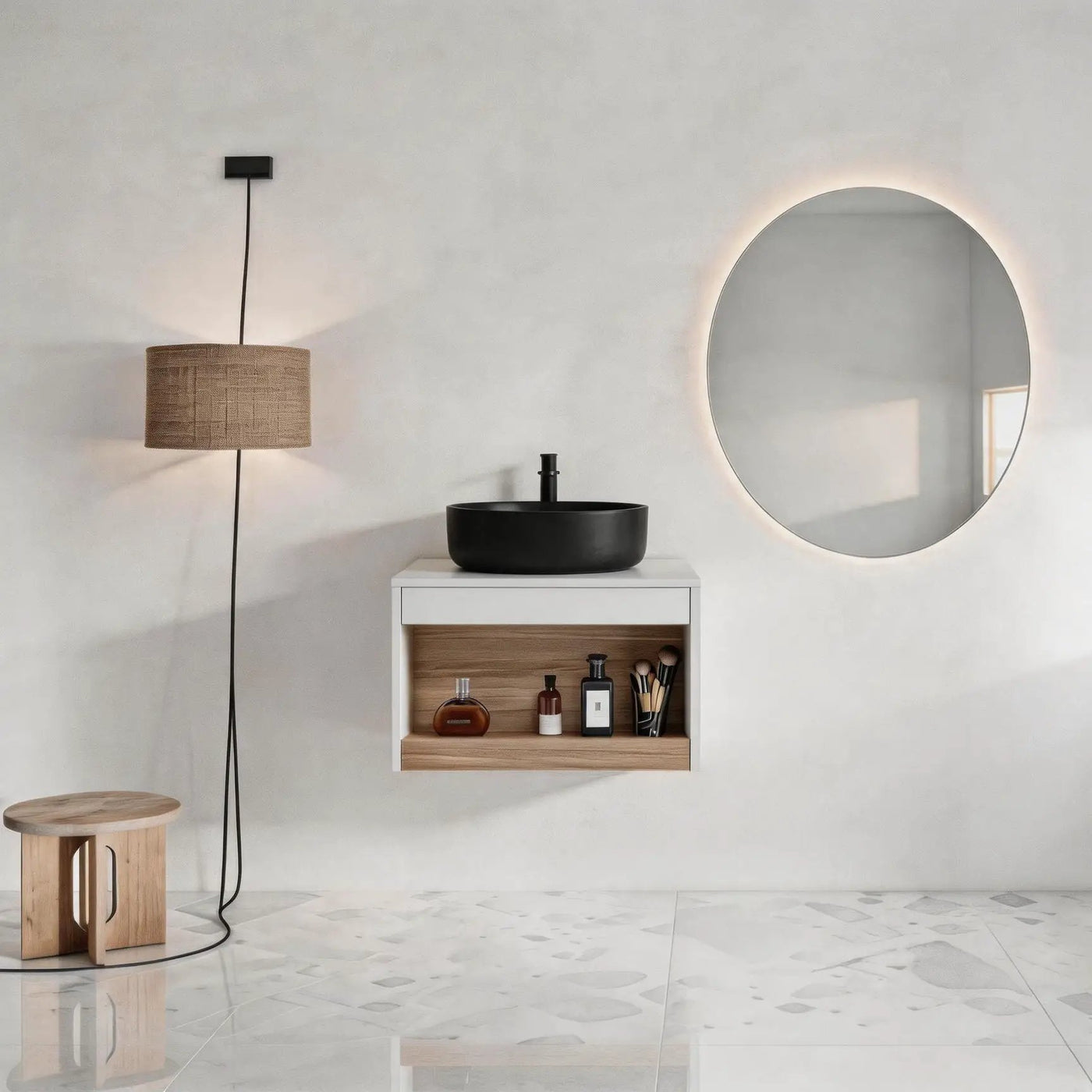 Floating Bathroom Vanity With Glossy Round Vessel Sink by Unique Piece Furniture