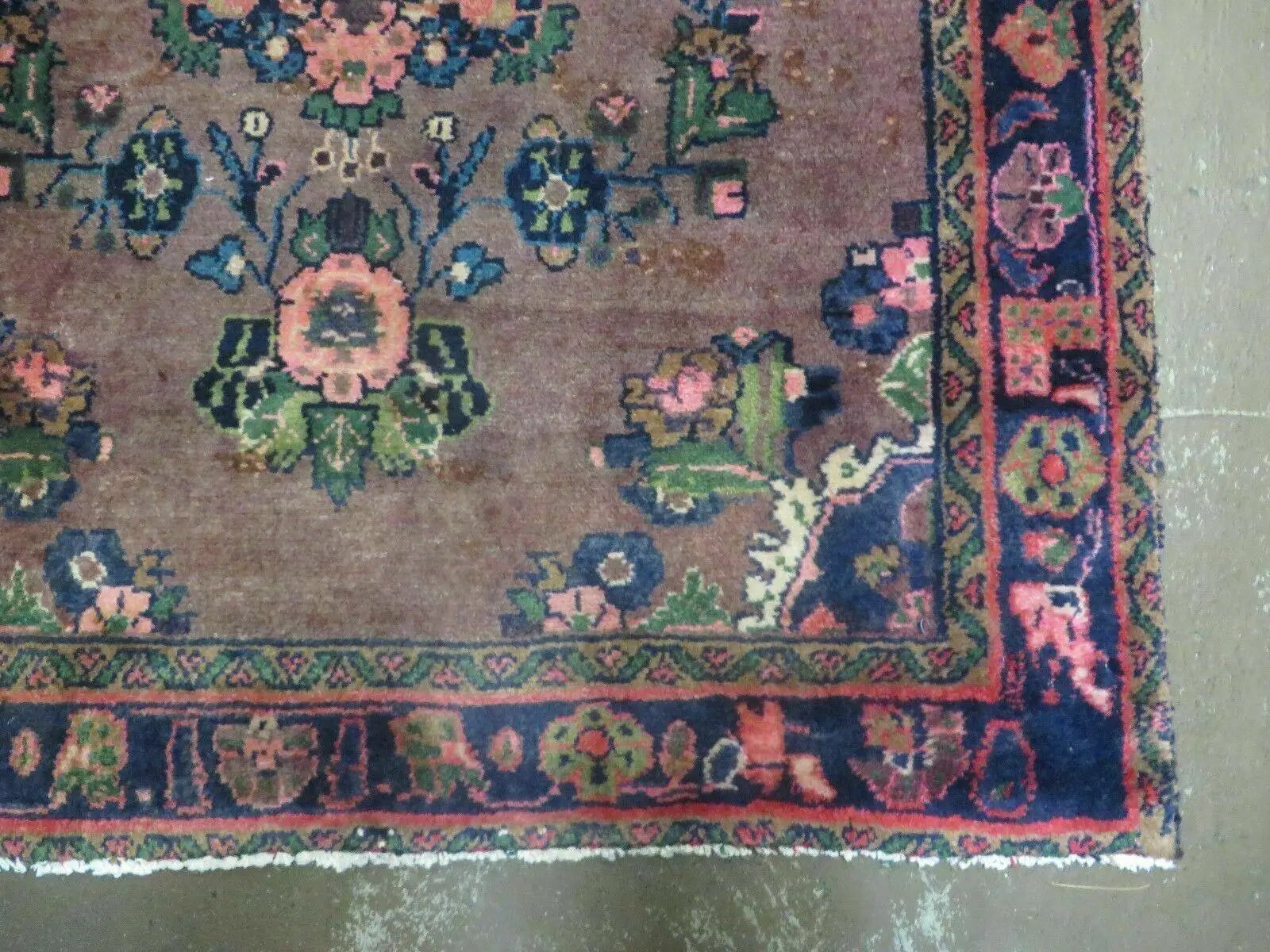 3 x 7 Antique Persian Hamadan Nahavand Rug, Tribal Runner Rug , Handmade Oriental Wool Rug, Vegetable Dyed, Purple-Red & Dark Blue, 3x7 Rug by Jewel Rugs