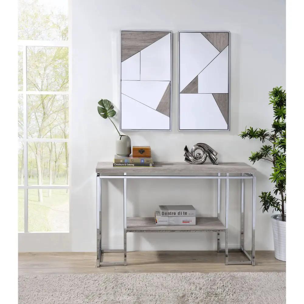 Chafik - Accent Mirror (Set of 2) - Mirrored, Natural Oak & Chrome by Unique Piece Furniture