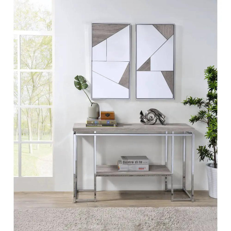 Chafik - Accent Mirror (Set of 2) - Mirrored, Natural Oak & Chrome by Unique Piece Furniture