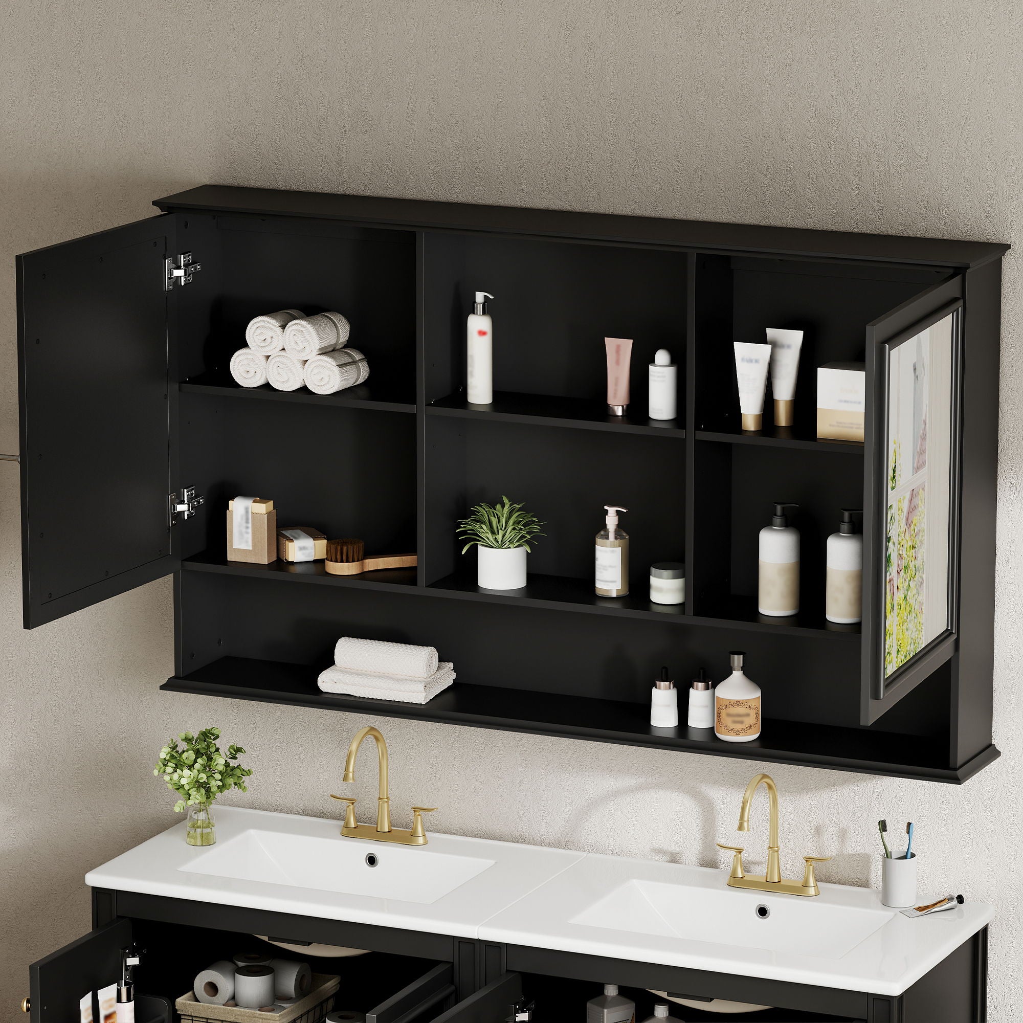 Wall Mounted Bathroom Medicine Cabinet With Double Mirrored Doors by HouseOfZazla