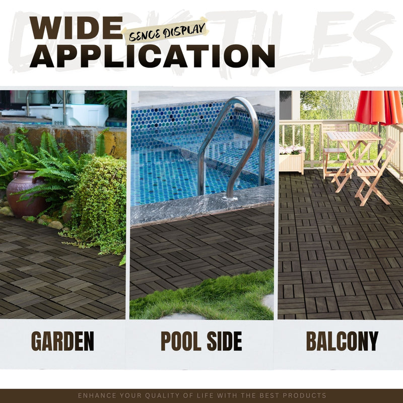 Acacia Wood Interlocking Deck Tiles Checker Pattern For Outdoor Flooring by HouseOfZazla