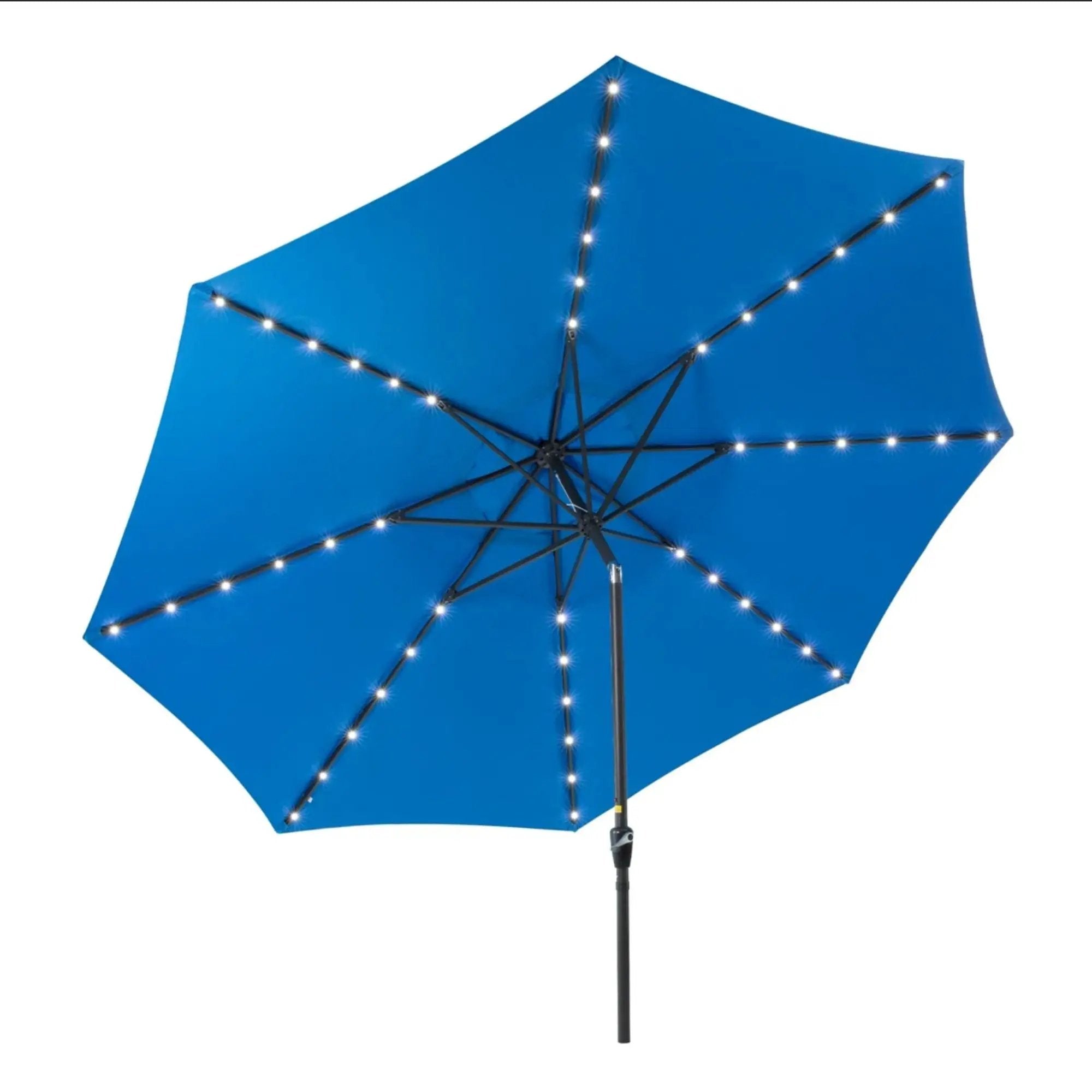 Solar LED Patio Umbrella With Crank Lift And Tilt, 8 Ribs, UV Resistant Canopy For Pool, Backyard & Patio (Without Base) - Blue by HouseOfZazla
